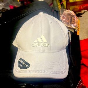 White Adidas strap hack hat
